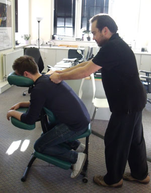 Peter giving an Acupressure Massage, Peter Scruby Therapies